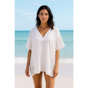 Touché Anthropologie Eyelet Lace Cover Up Caftan Dress Resort Large Beach $200
